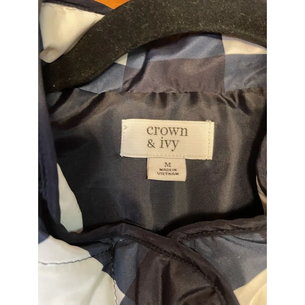 Crown & Ivy‎ Puffer Vest Navy Blue & White Size M